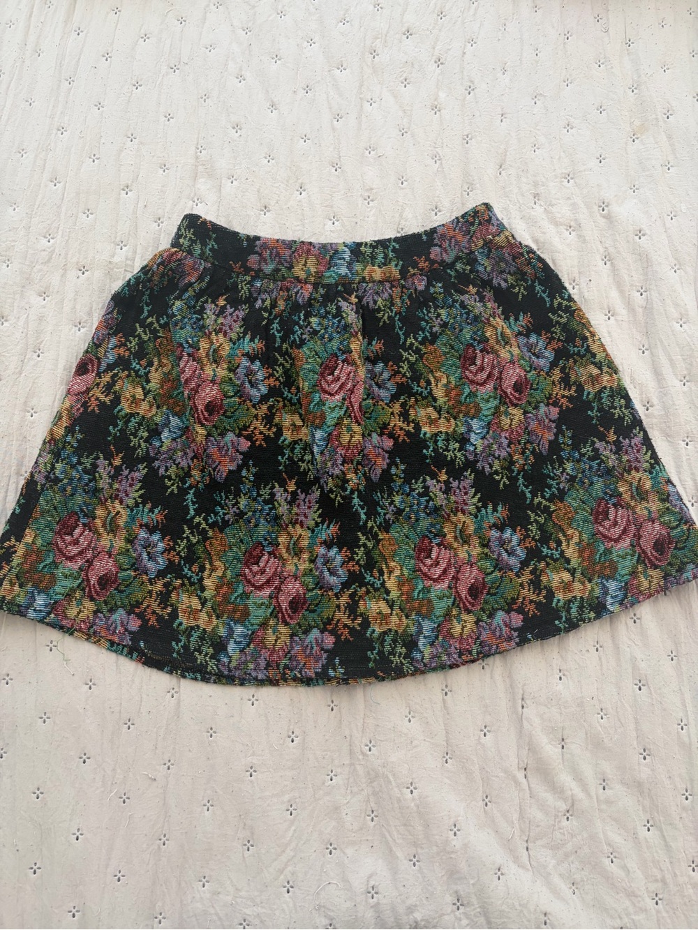Vintage Floral Tapestry Circle A-Line Skirt
